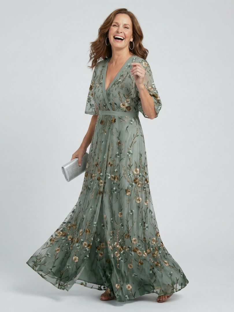 Gemma Floral V-Neck Flow Maxi Dress
