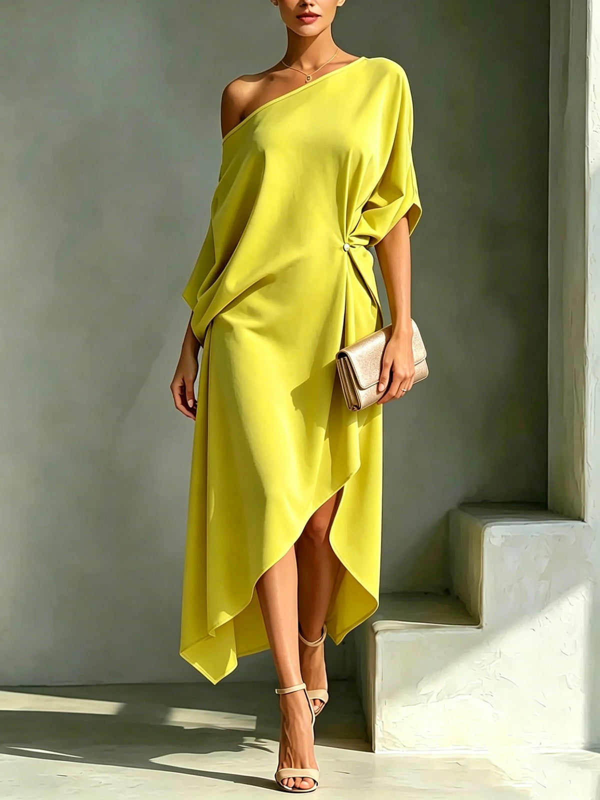 Lana Elegant Asymmetrical Midi Dress