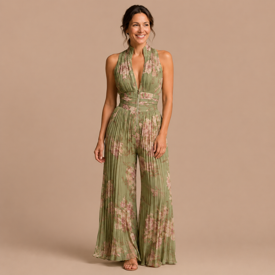 Sabina Elegant Floral Pleated Jumpsuit