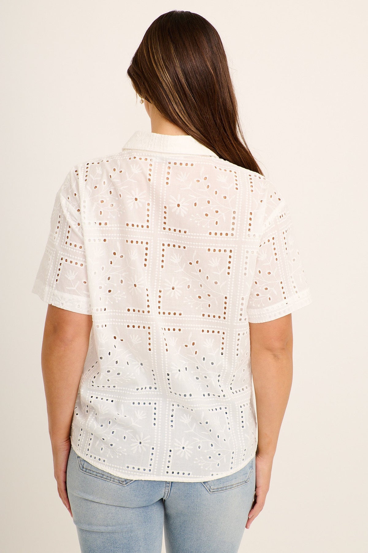 Azaria Shirt in White Broderie