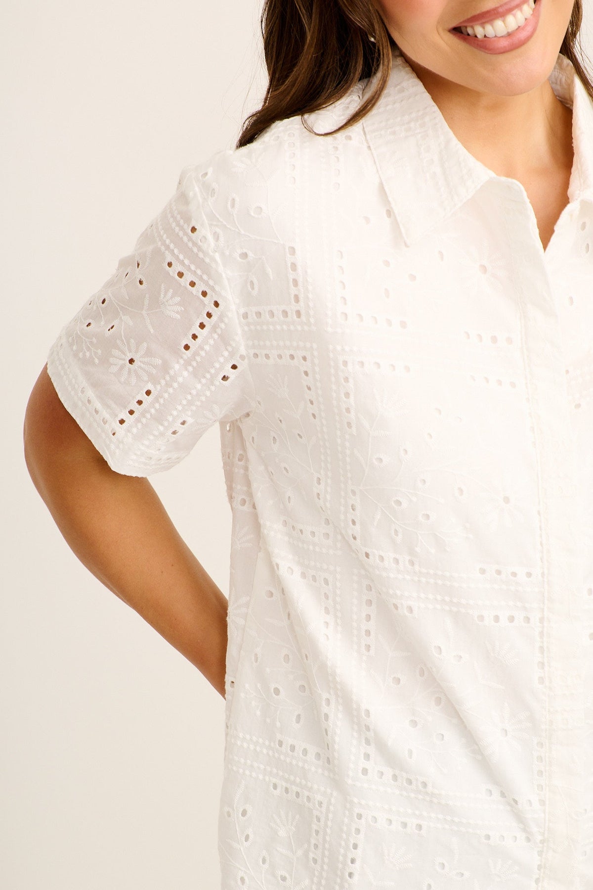 Azaria Shirt in White Broderie