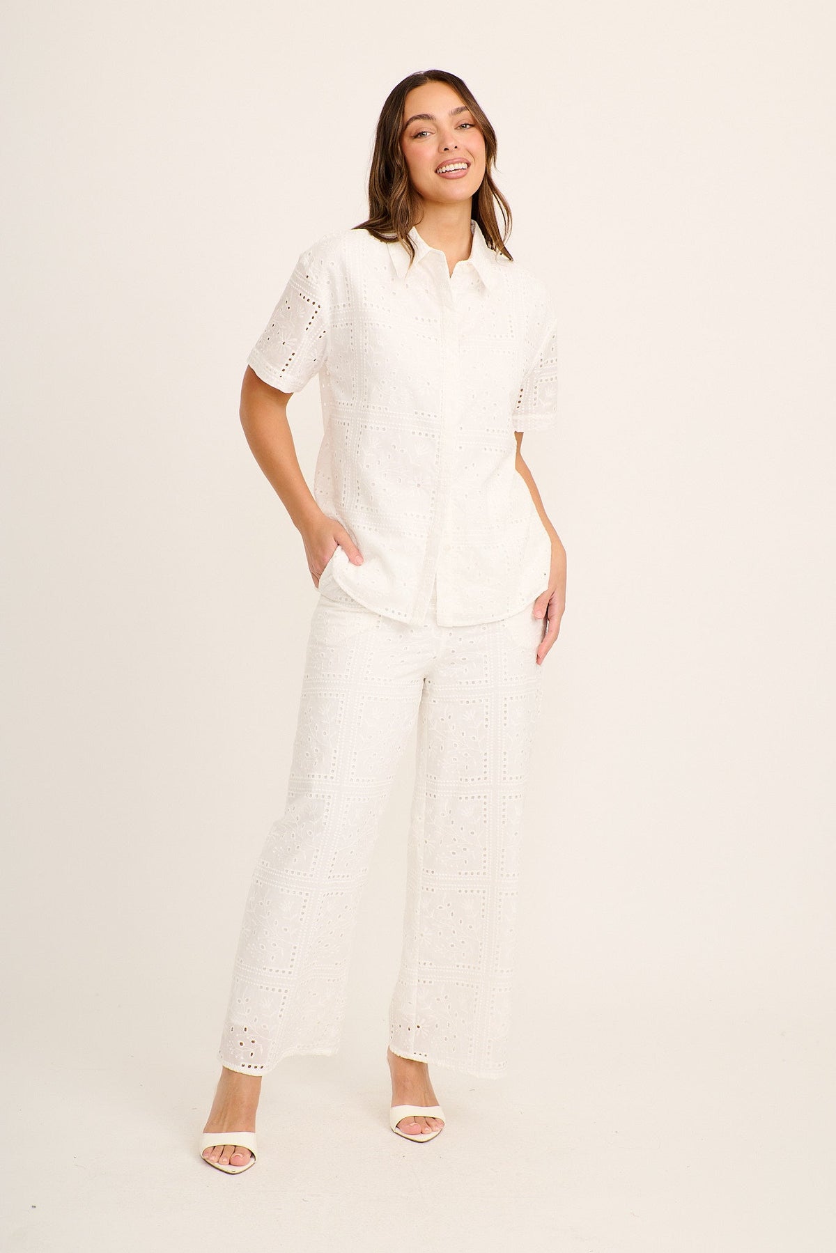 Azaria Shirt in White Broderie