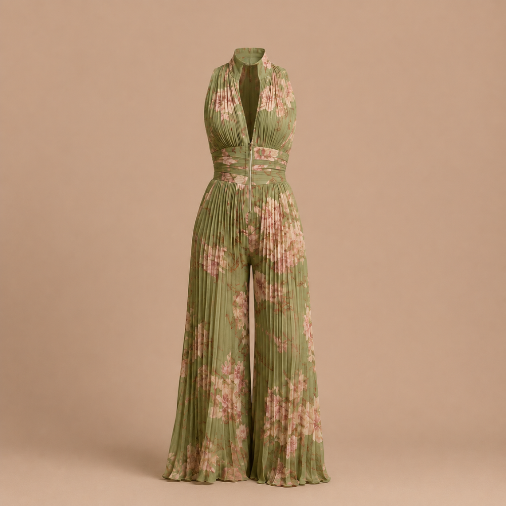 Sabina Elegant Floral Pleated Jumpsuit