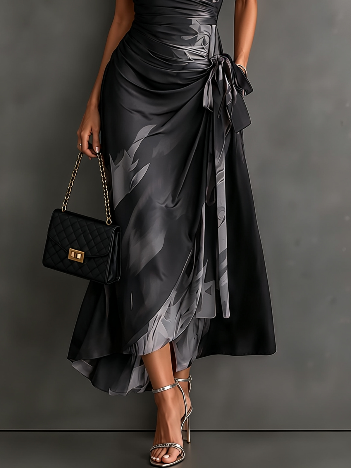 Mirella Midnight Rose Wrap Maxi Dress
