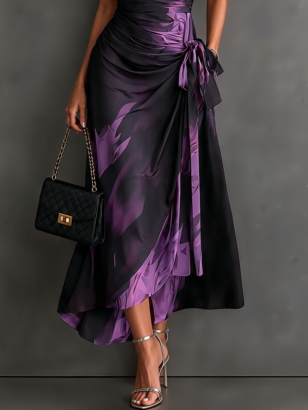 Mirella Midnight Rose Wrap Maxi Dress