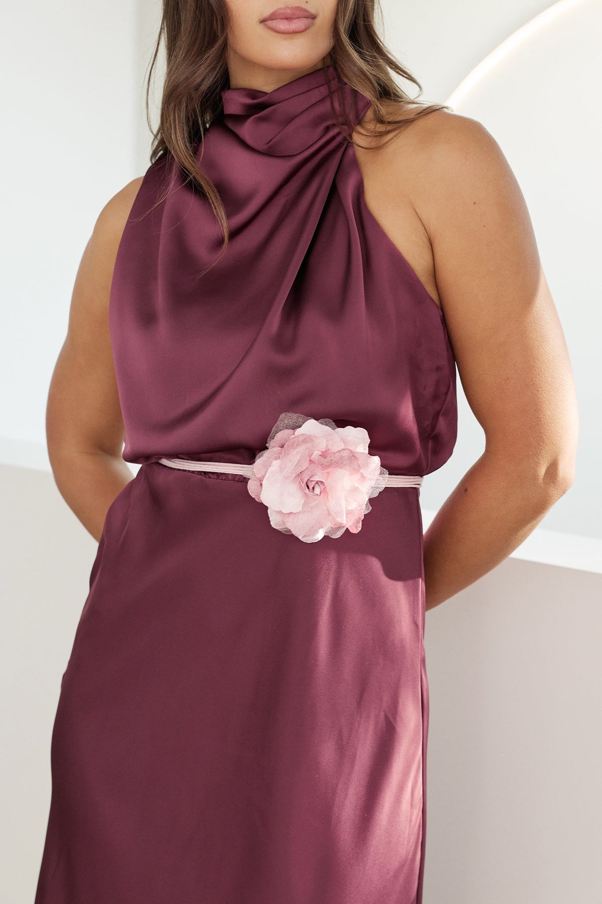 Corsage 3D Flower Belt in Blush Pink