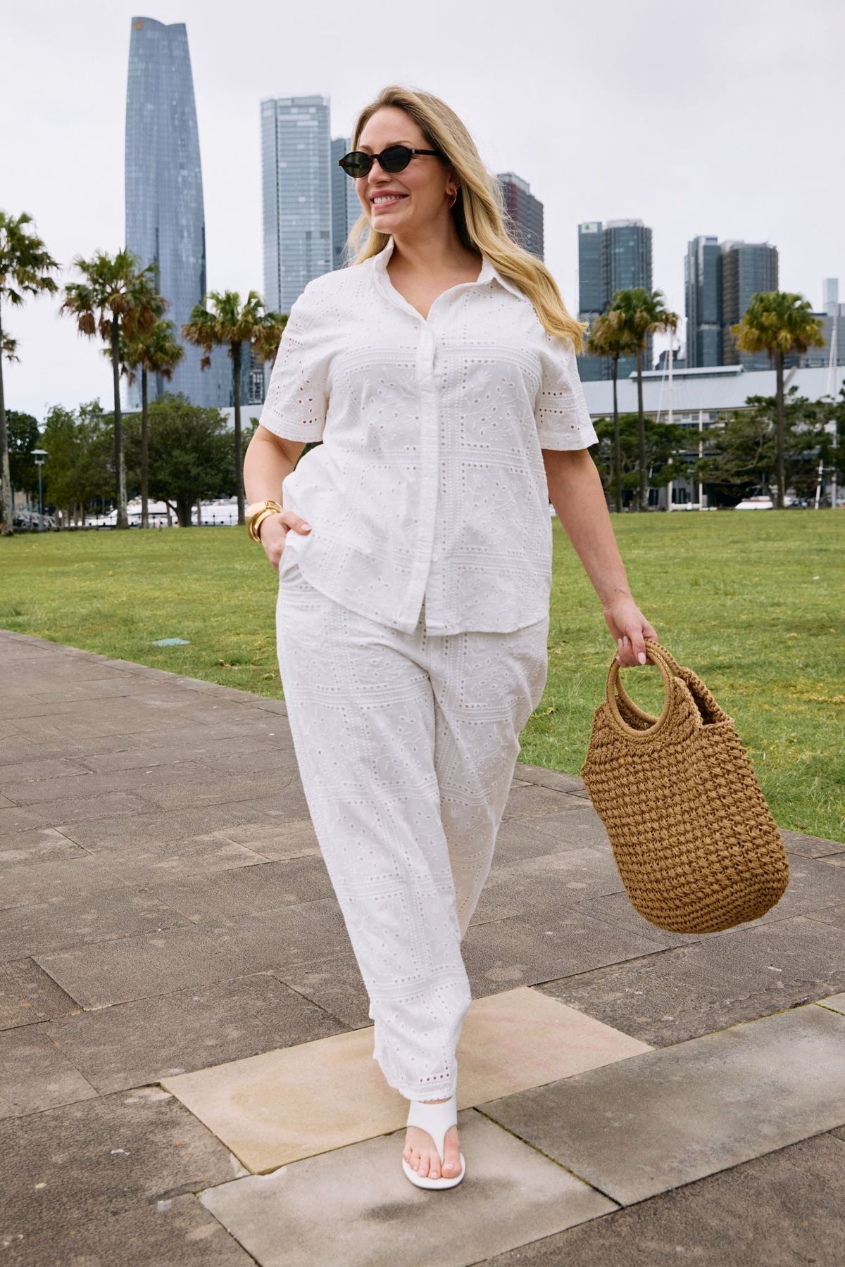 Azaria Shirt in White Broderie