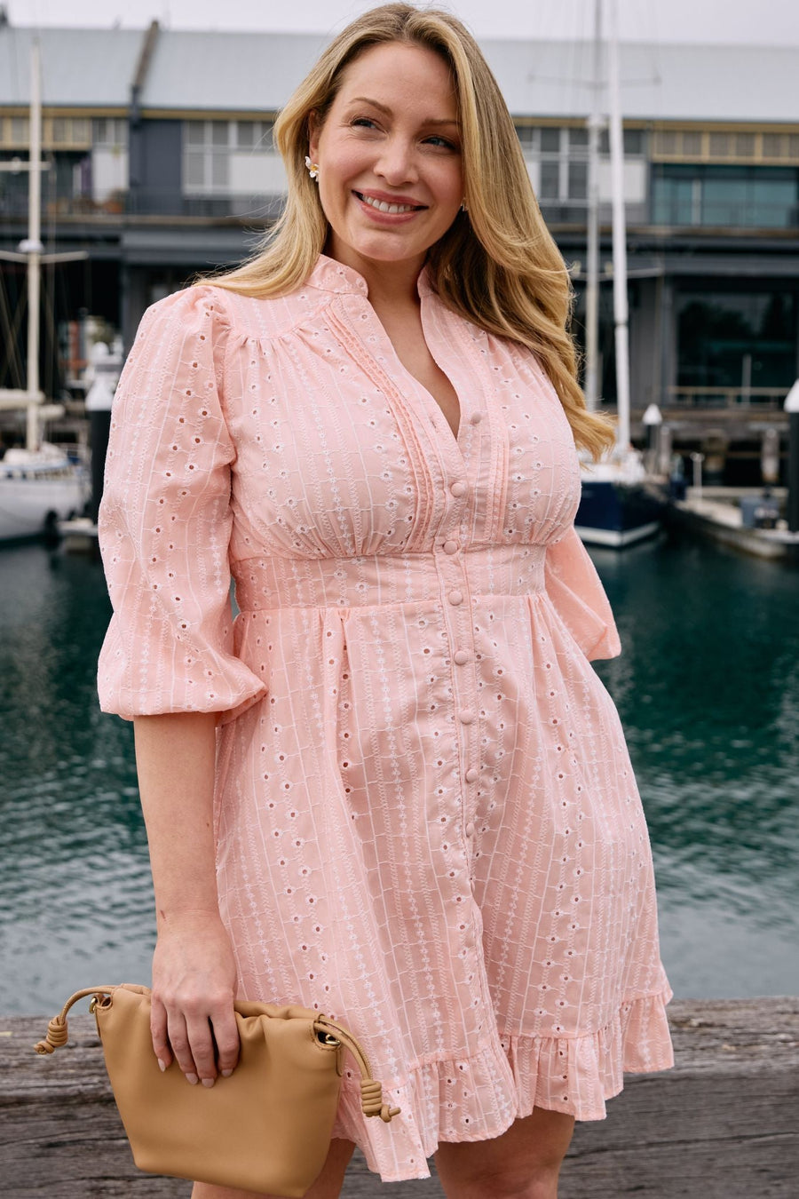 Delicate Botanica Dress in Pink Broderie