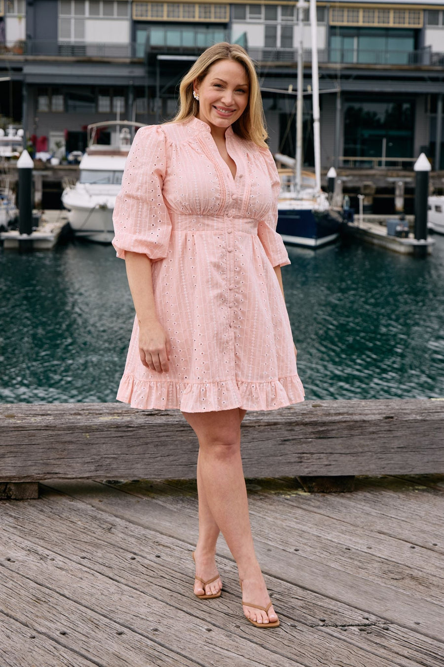 Delicate Botanica Dress in Pink Broderie