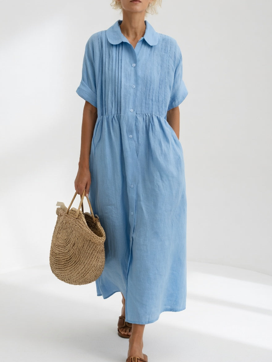 Alina Elegant Cotton Shirt Maxi Dress
