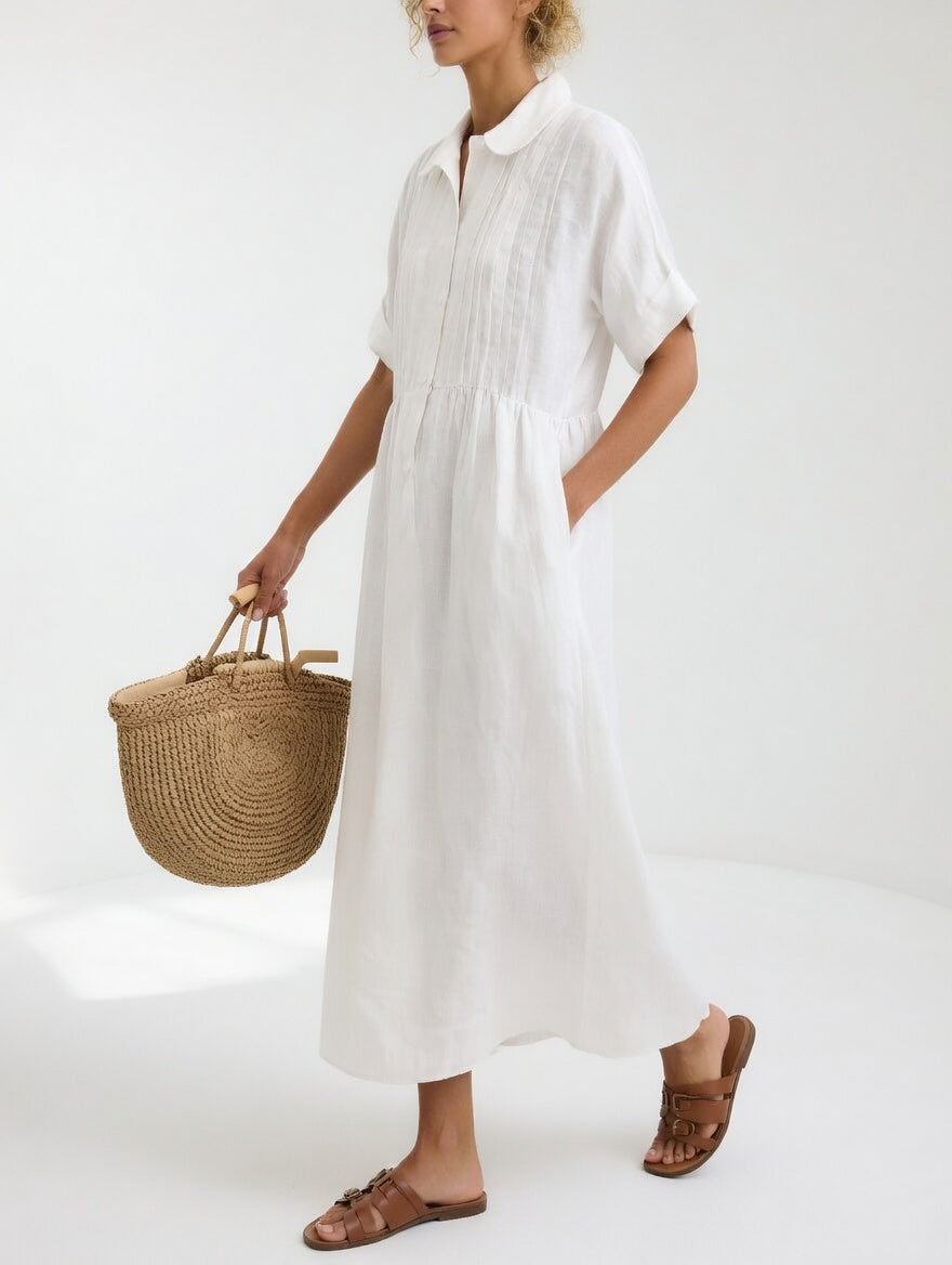 Alina Elegant Cotton Shirt Maxi Dress