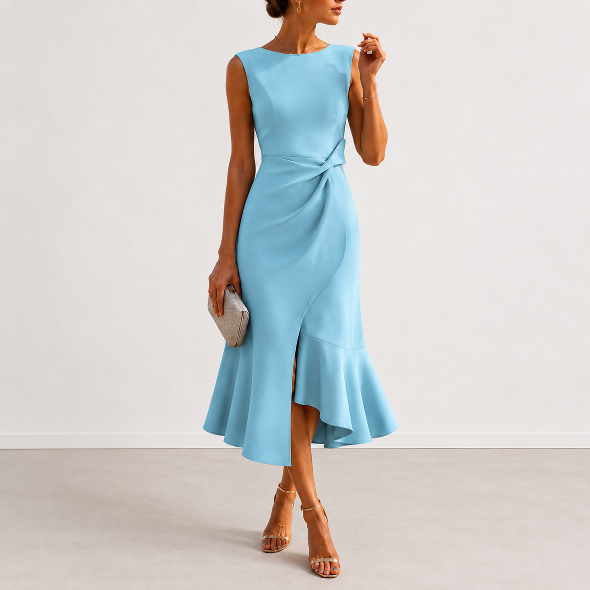 Fiorina Elegant Draped Midi Dress