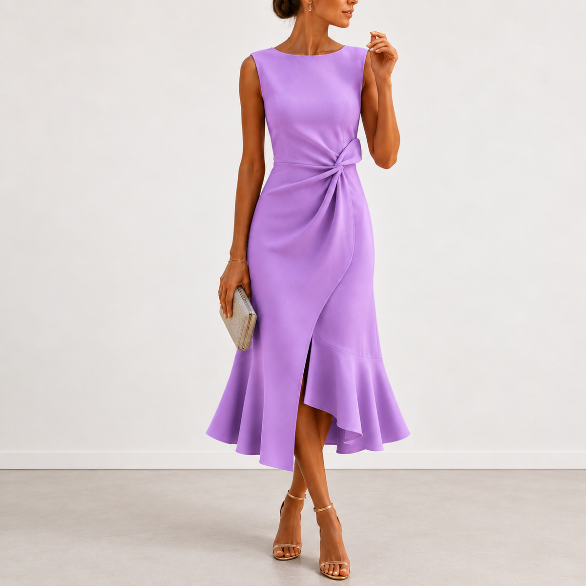 Fiorina Elegant Draped Midi Dress