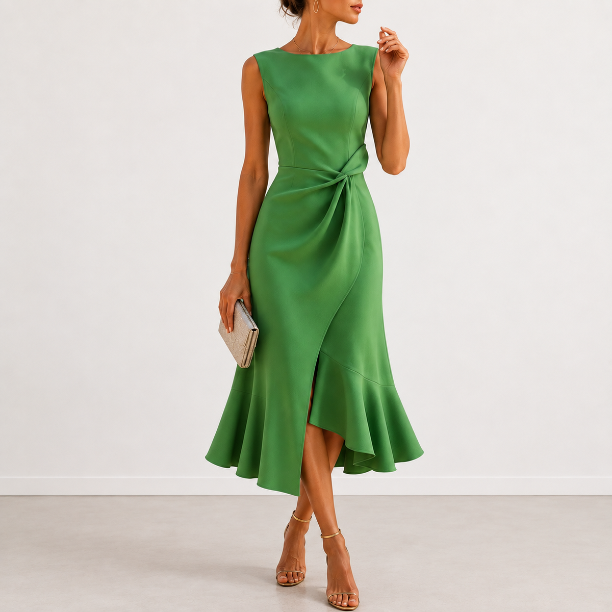 Fiorina Elegant Draped Midi Dress