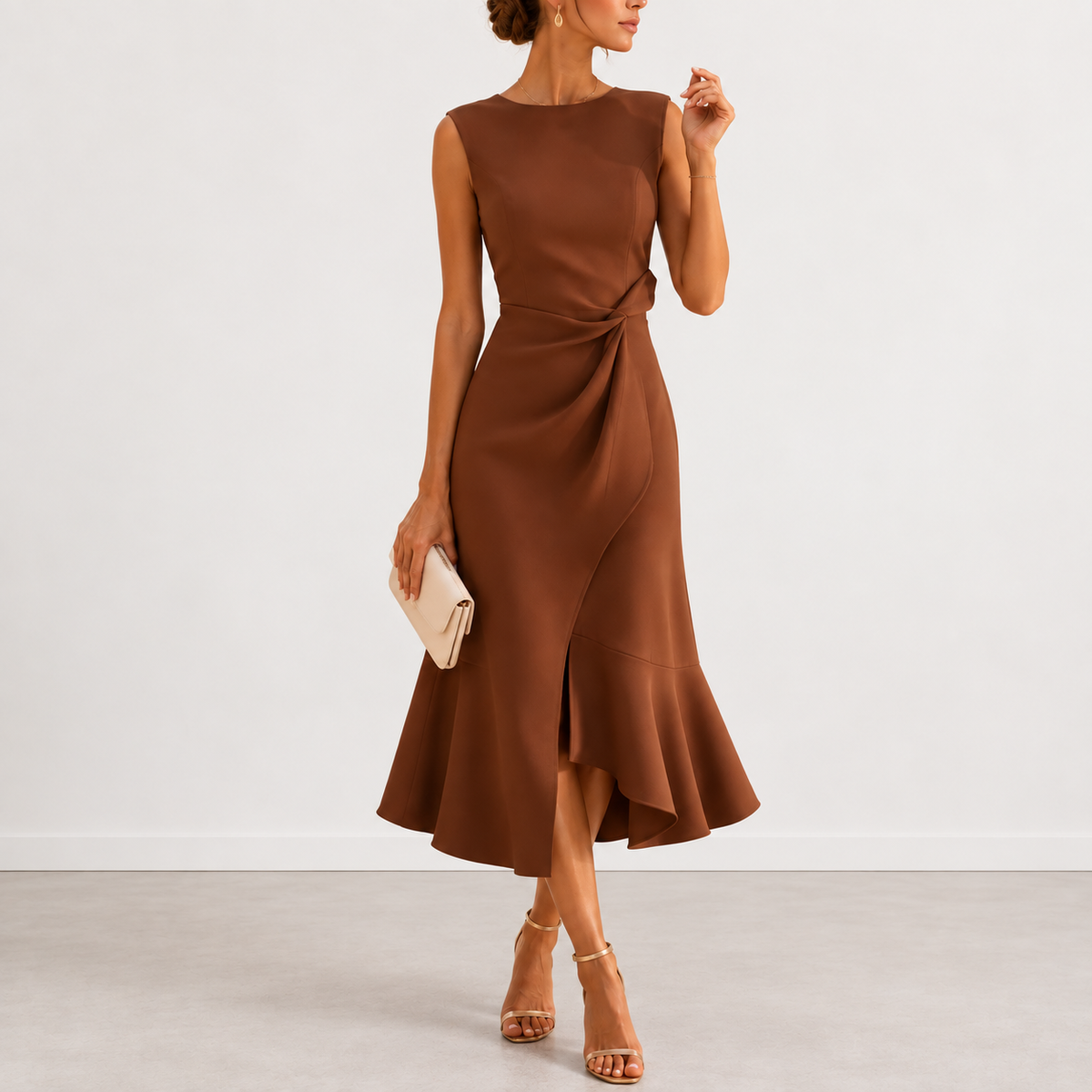 Fiorina Elegant Draped Midi Dress