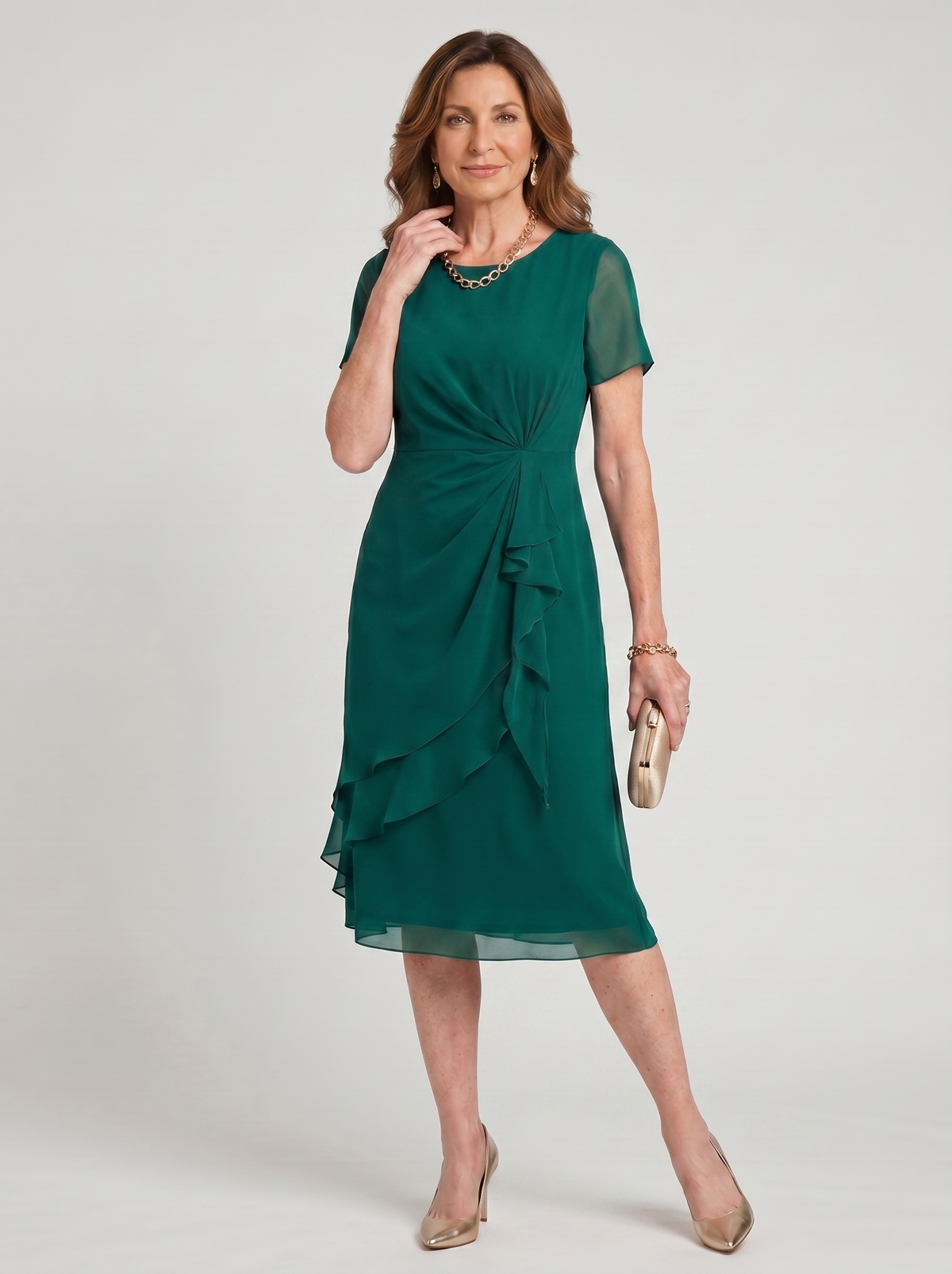 Blake Elegant Chiffon Draped Dress