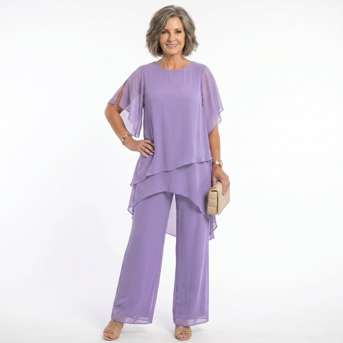 Arabella Tiered Tunic & Wide-Leg Trouser Set